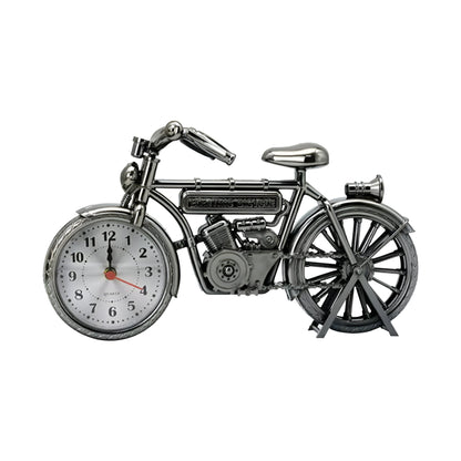 Motorcycle Shaped Retro Table Clock Metal  - 3 Colour Options