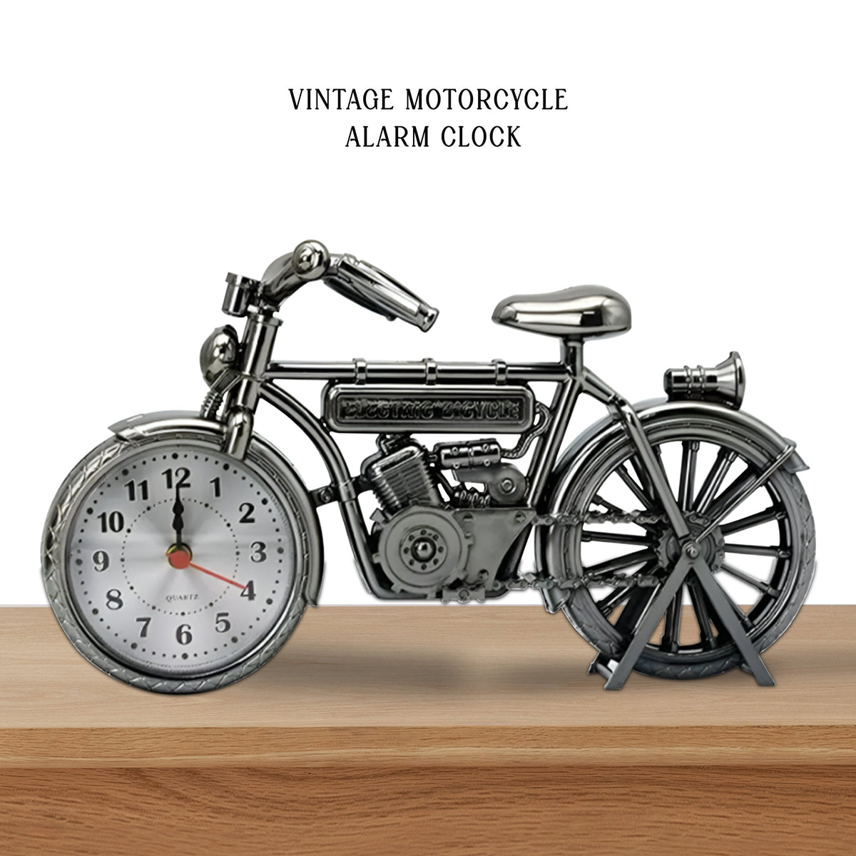 Motorcycle Shaped Retro Table Clock Metal  - 3 Colour Options