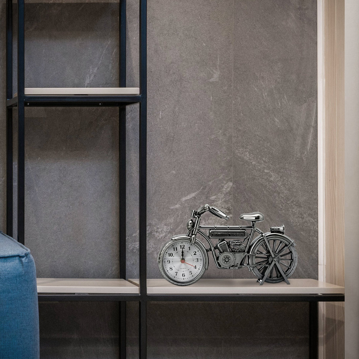 Motorcycle Shaped Retro Table Clock Metal  - 3 Colour Options