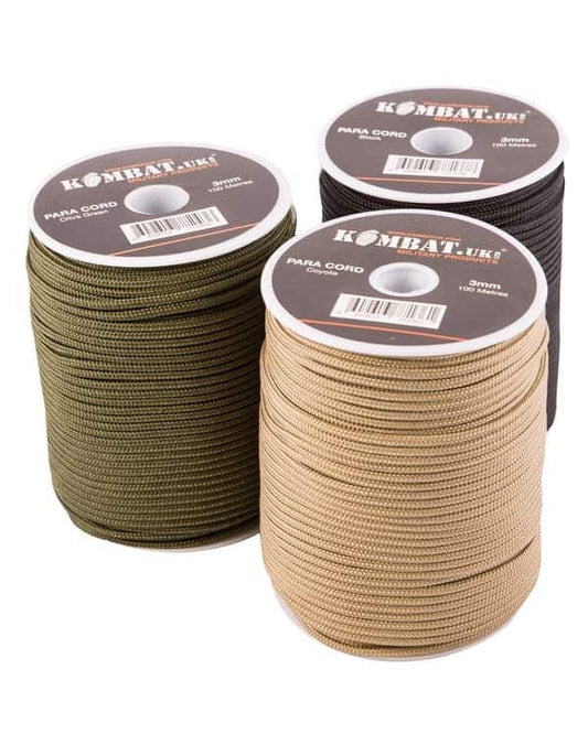 ParaCord 3mm on 100m Reel - 7 Colour Options