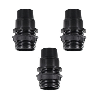 E14 Socket Bulb Holder Edison Black Plastic - Pack of 3