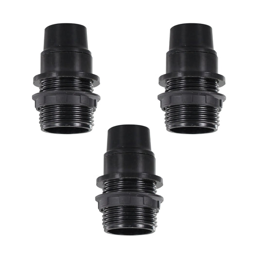E14 Socket Bulb Holder Edison Black Plastic - Pack of 3