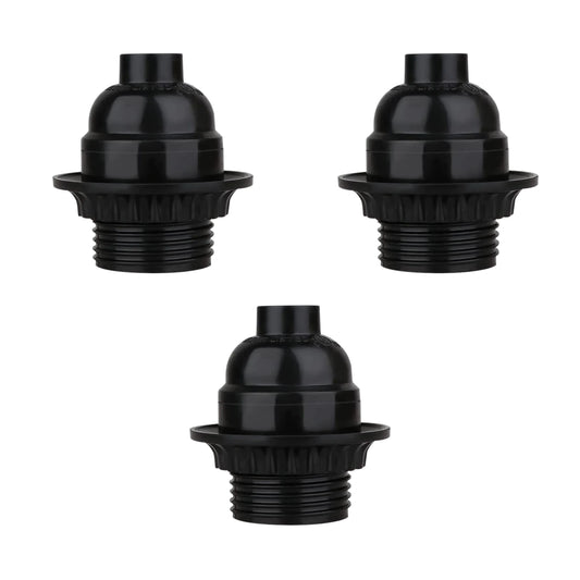 E27 Light Bulb Pendant Lamp Socket Holder - Black 3 Pack