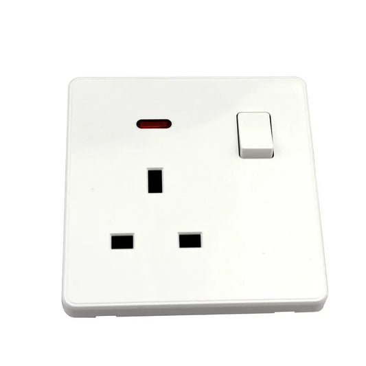 13Amp Single Switched wall plug socket with ON/OFF Switch LED Indicator