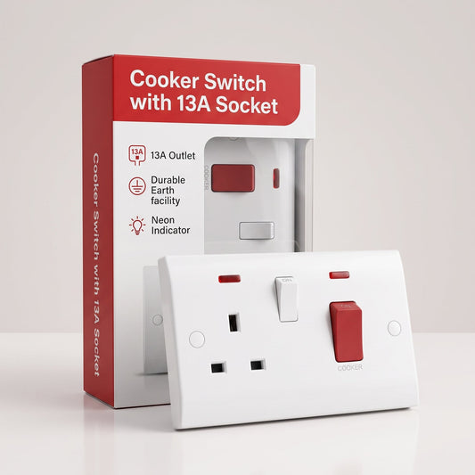 45A Cooker Switch with 13A Switched Socket White