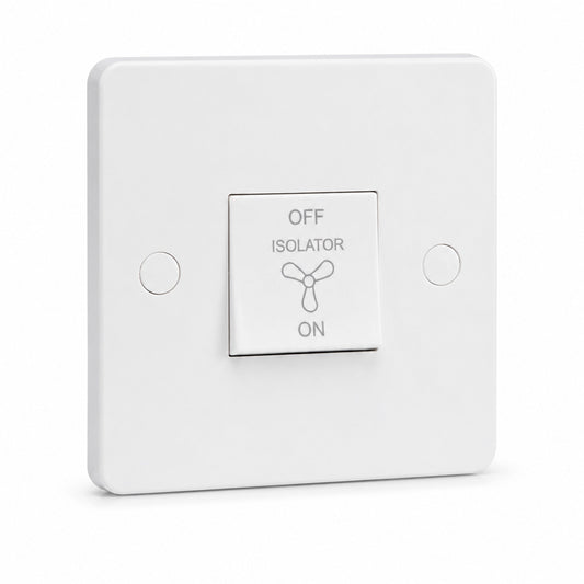 10A 3 Pole Fan Isolator Switch White 250V AC 86mm