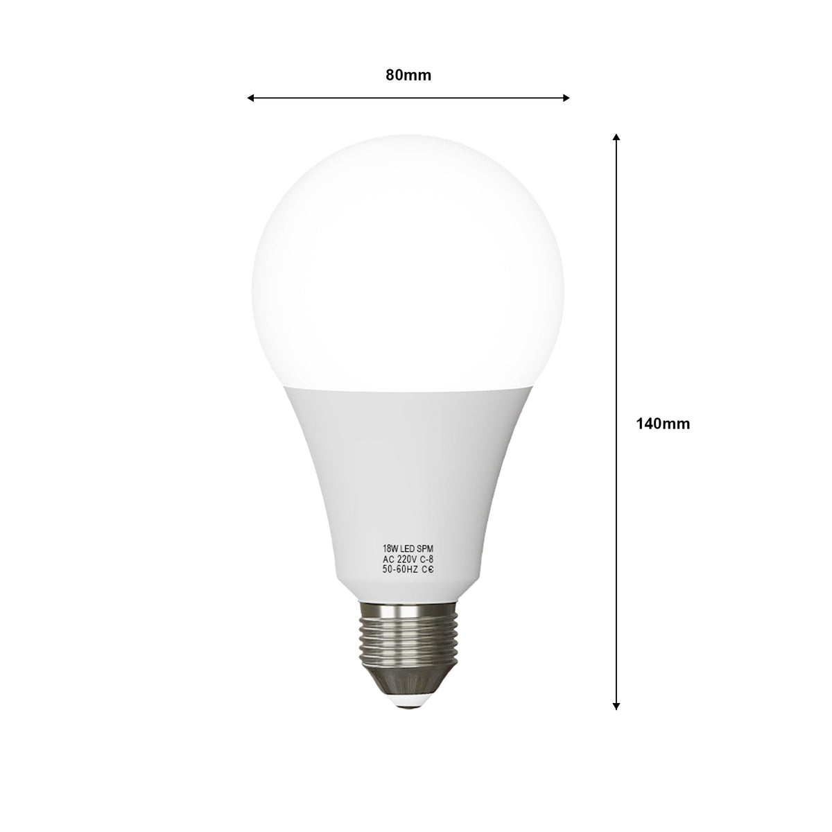 LED E27 A60 18W Warm White 2700K Non-Dimmable Bulb