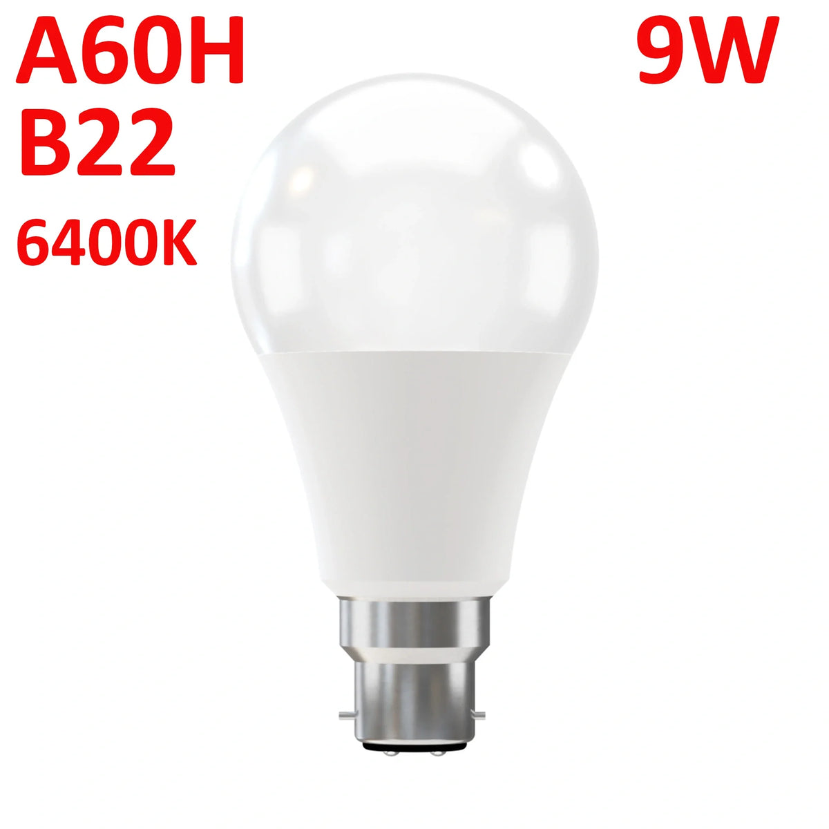 9W LED A60 Bulb B22 Bayonet Cap