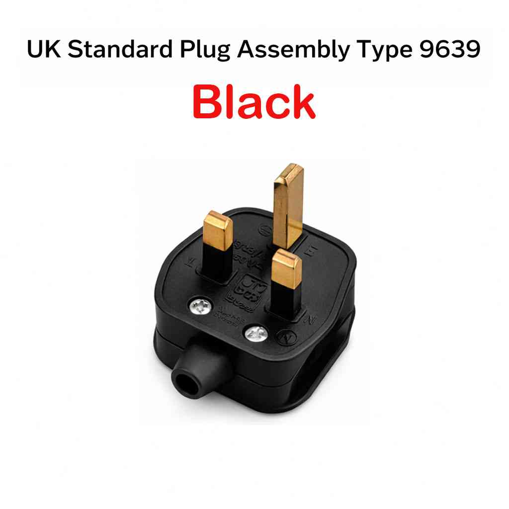 Black 3 Pin 13 AMP Plug