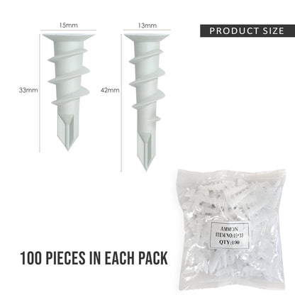 100x White Gypsum Board Screws Self Drilling