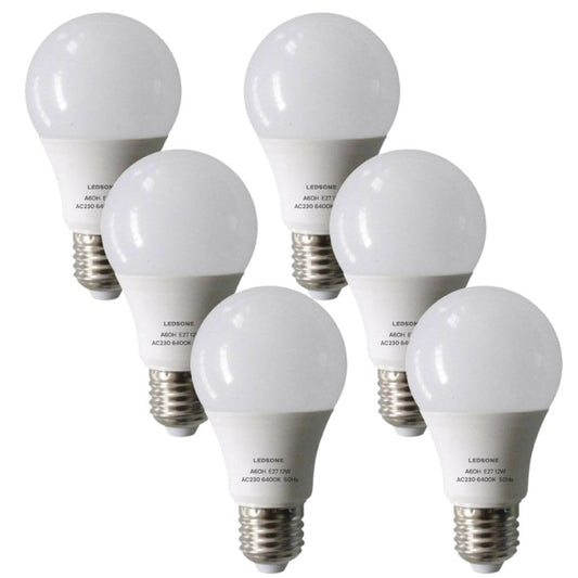 LED Cool White 6400K Non Dimmable E27 / B22 - Pack of 6