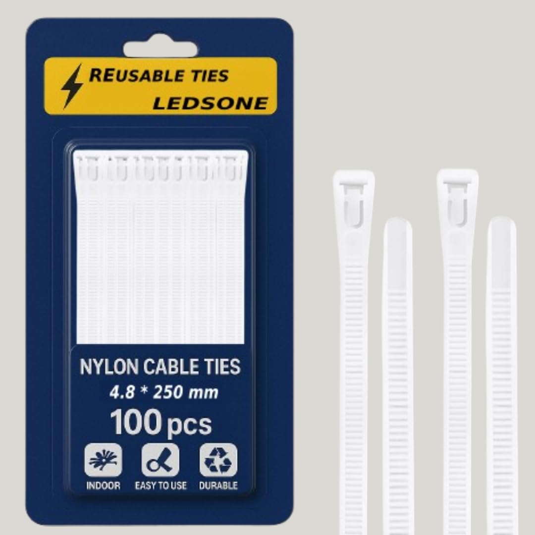 100 x Reusable Cable Ties Heavy Duty 250mm X 4.8mm