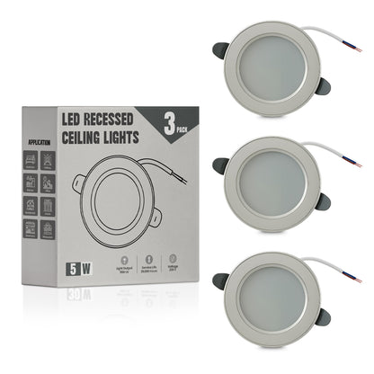 5W Recessed Round LED Panel Downlight 6000K Light Pack 1/3/5/10