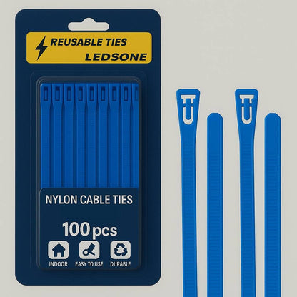 100x Reusable Cable Ties 150 x 3.6 mm - 4 Colour Options