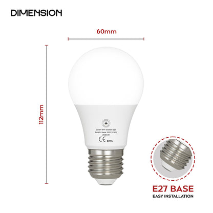9W E27 LED Bulb A60 GLS 6400K