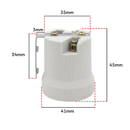 E27 Ceramic Lamp Holder White Porcelain Bulb Socket High Temp Light Fitting