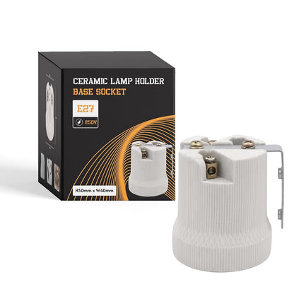 E27 Ceramic Lamp Holder White Porcelain Bulb Socket High Temp Light Fitting
