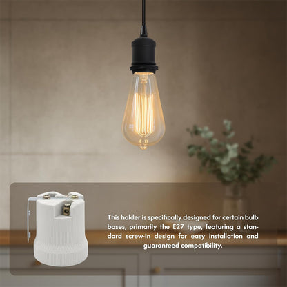 E27 Ceramic Lamp Holder White Porcelain Bulb Socket High Temp Light Fitting