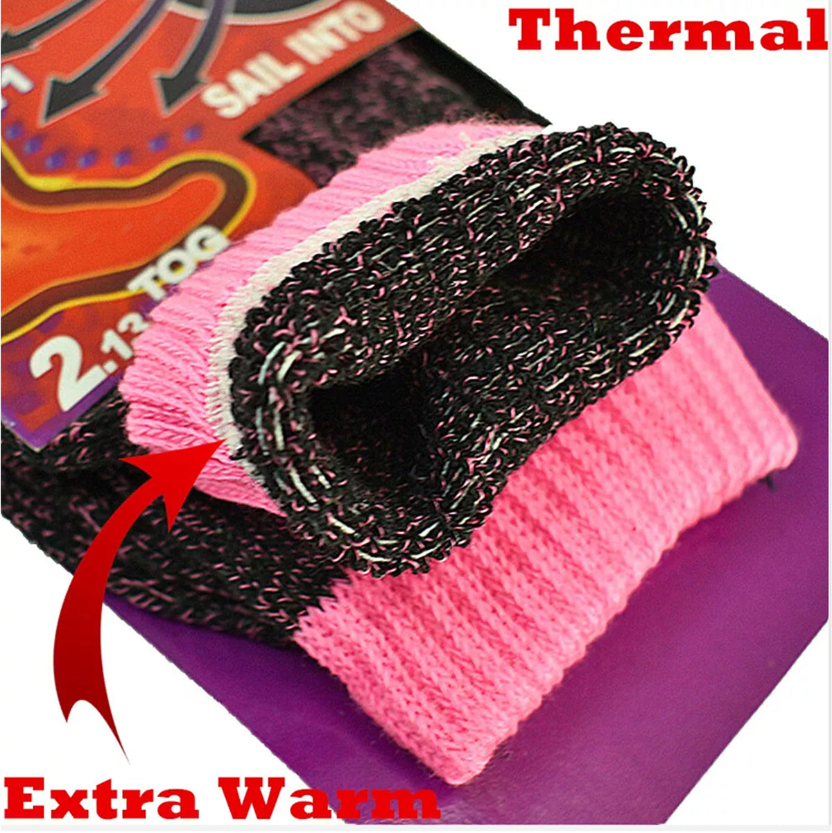 Ladies Heated Thermal Socks - Pack of 6