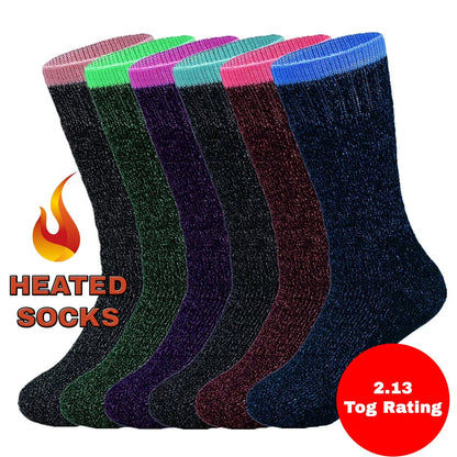 Ladies Heated Thermal Socks - Pack of 6