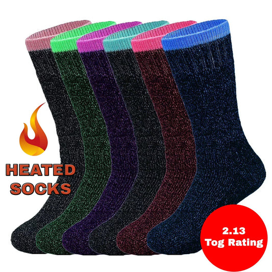 Ladies Heated Thermal Socks - Pack of 6