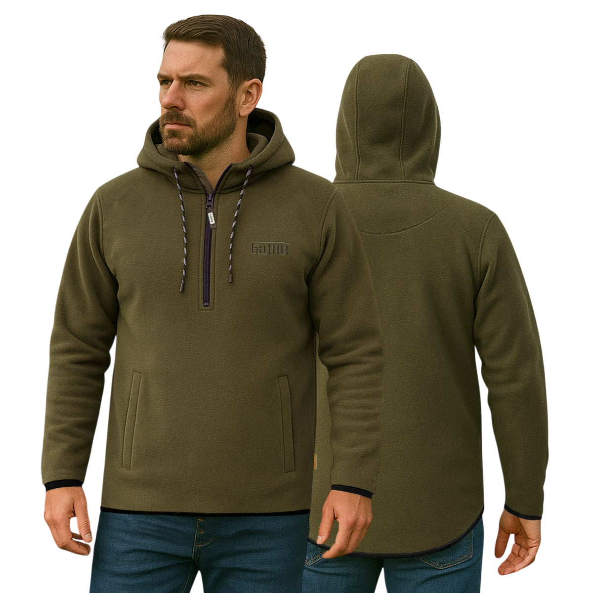 Game Mens Alpine Fleece 1/4 Zip Curved Hoodie-4