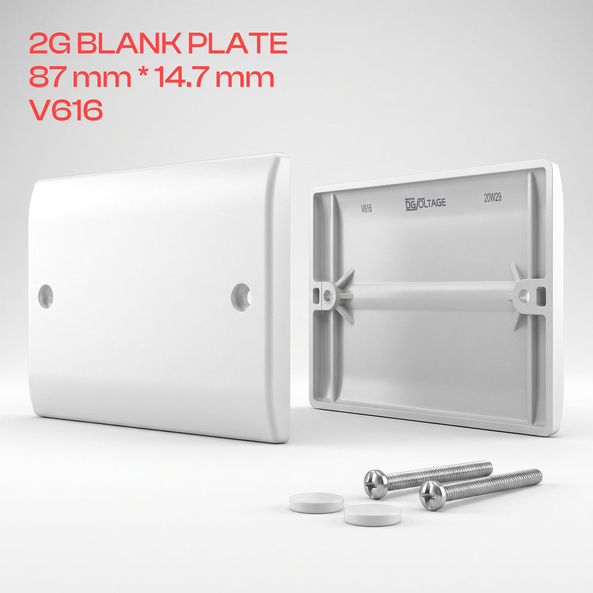 White Blanking Plate 1 Gang / 2 Gang Curved Edge