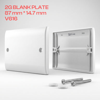 White Blanking Plate 1 Gang / 2 Gang Curved Edge
