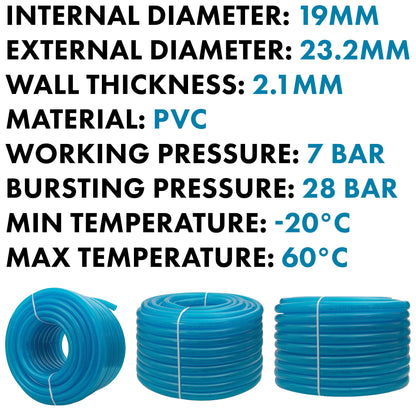 19mm Braided PVC Fuel Tech - Blue