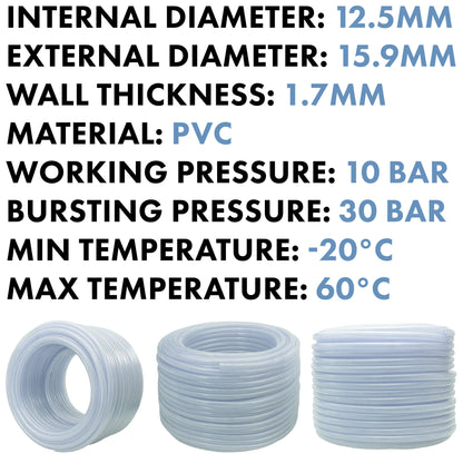 12.5mm Braided PVC Tech Hose, 1.7mm Wall Thickness