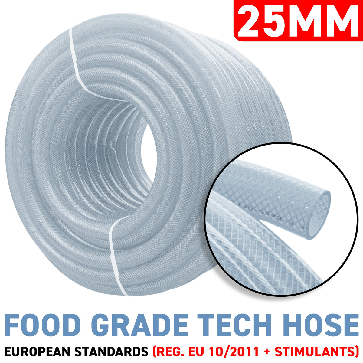 25mm Braided PVC Tech Hose - 3.5mm Wall Thickness