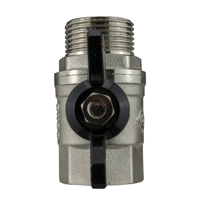 Male to Female Nickel Plated Brass Butterfly Valve, 1"