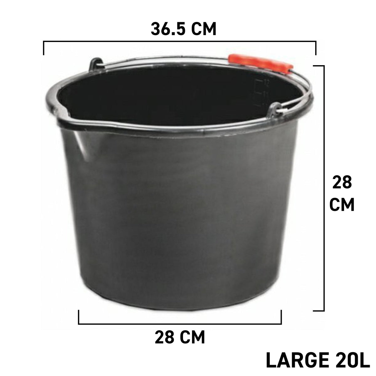 Black Multipurpose Bucket with Handle - 20 Litre