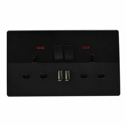 Black Plug Sockets 13Amp Screwless