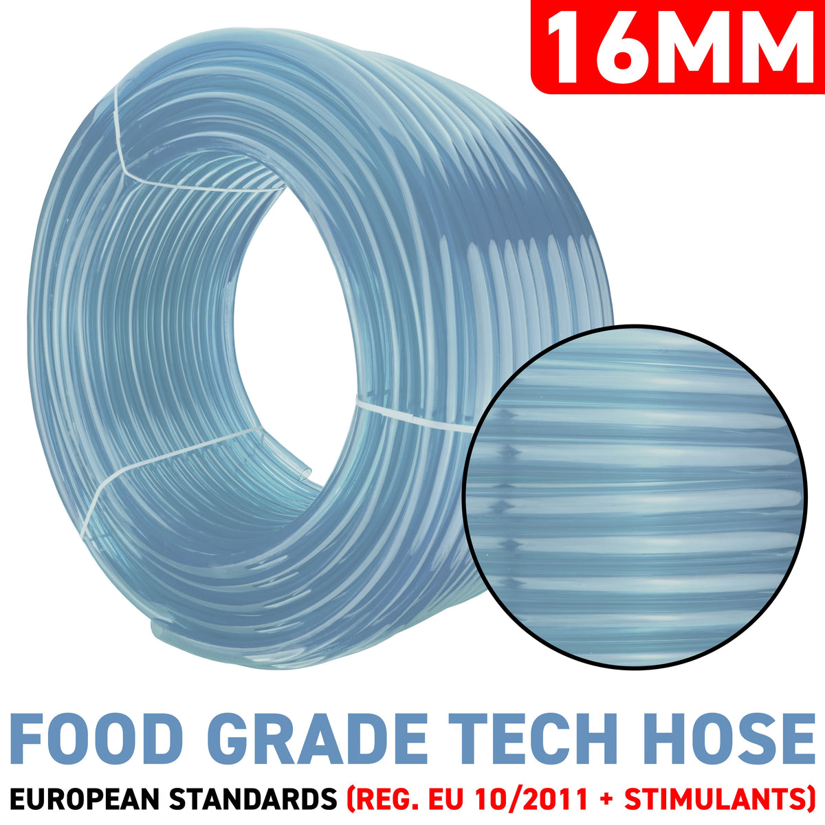 16mm x 20mm Clear PVC Tech Hose (1m)