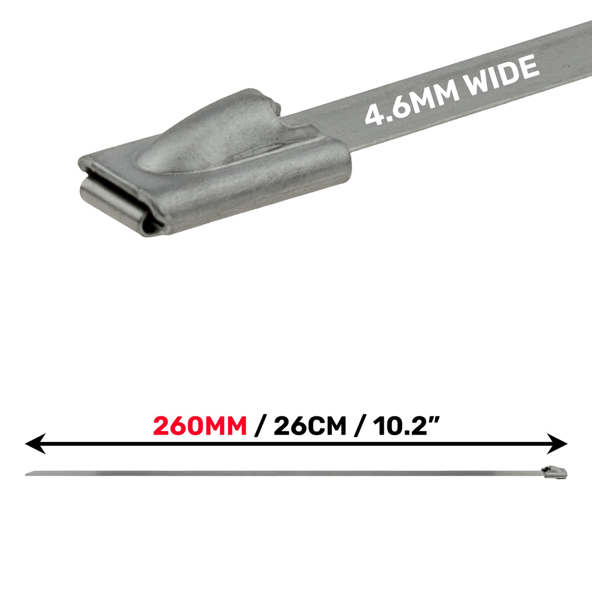Stainless Steel Cable Ties, 4.6mm x 260mm