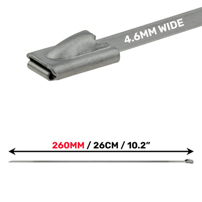 Stainless Steel Cable Ties, 4.6mm x 260mm