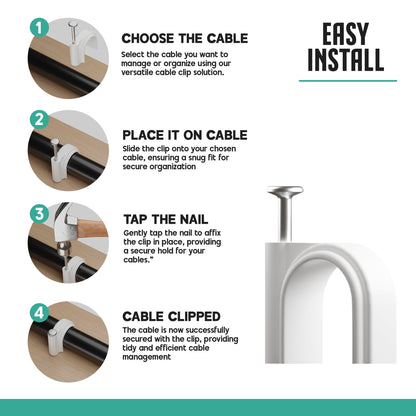 Wall Cable Clips - Pack of 100