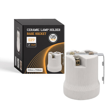 E27 Ceramic Heat Bulb Holder Edison Screw White 60W