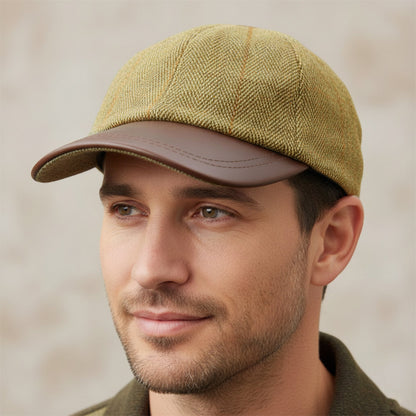 Tweed Leather Skip Hat Unisex