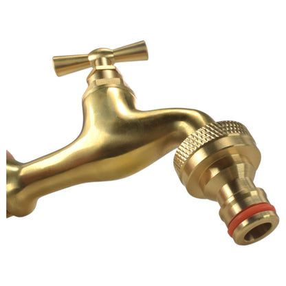 Polished Brass Quick Connector Bib Tap - 1/2" BSP