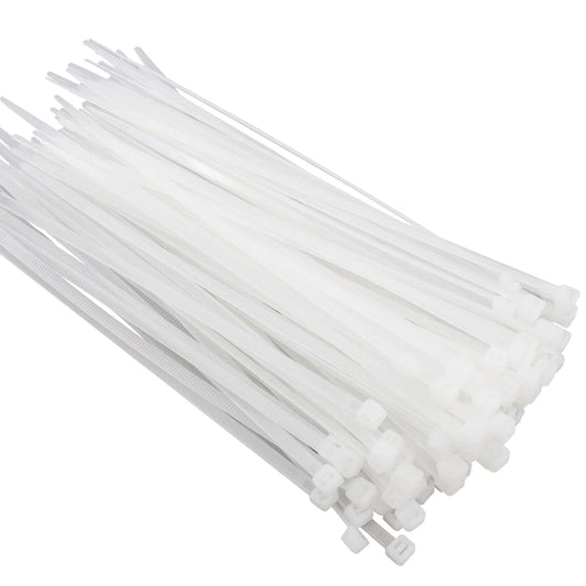 100x White Heavy Duty Nylon Cable Ties