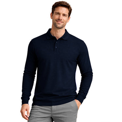Mens Long Sleeve Cotton Polo Shirt - 1268-3