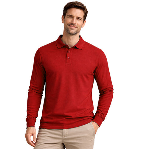Mens Long Sleeve Cotton Polo Shirt - 1268-6