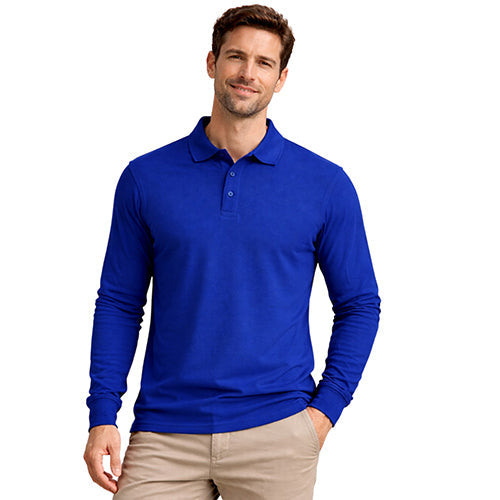 Mens Long Sleeve Cotton Polo Shirt - 1268-7