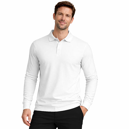 Mens Long Sleeve Cotton Polo Shirt - 1268-8