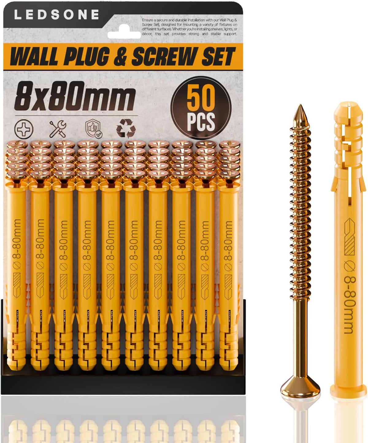 Anti Slip Wall Plug and Screw Set Heavy Duty Fixings