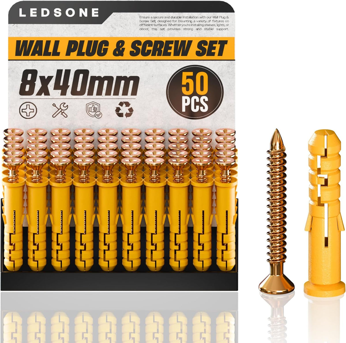 Anti Slip Wall Plug and Screw Set Heavy Duty Fixings