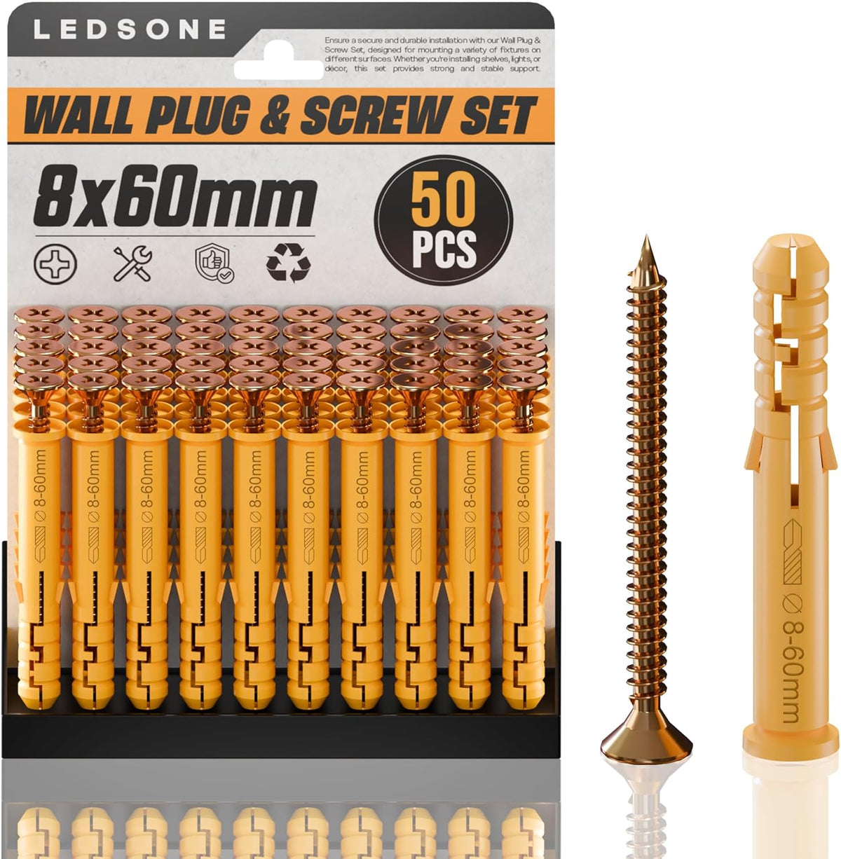 Anti Slip Wall Plug and Screw Set Heavy Duty Fixings