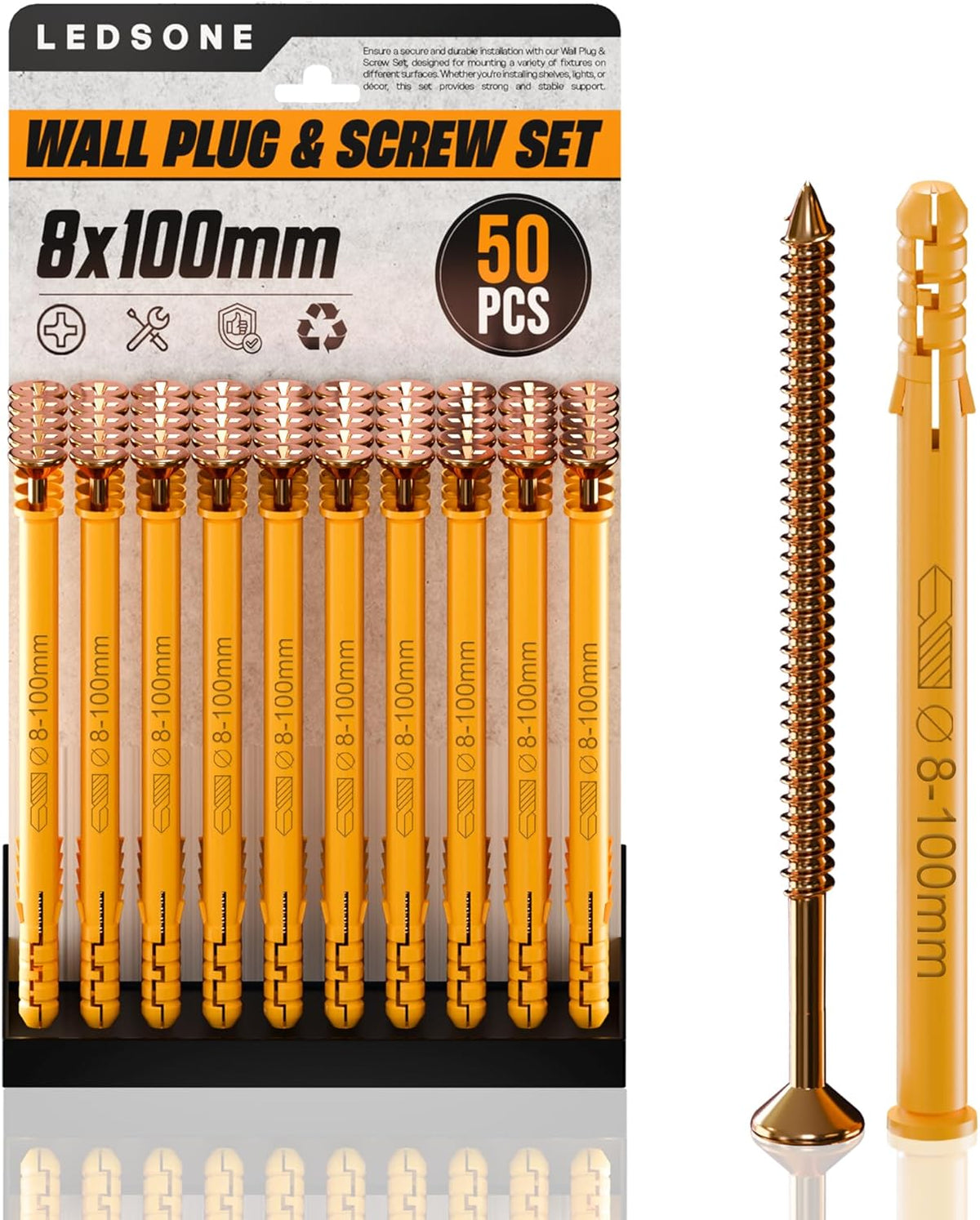 Anti Slip Wall Plug and Screw Set Heavy Duty Fixings